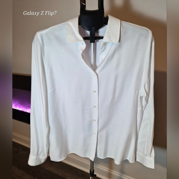 Talbots Tops - Talbots Petites White Button-Down Long Sleeve Blouse 14P